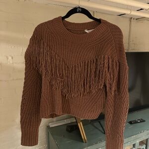 Fringed Brown Sweater